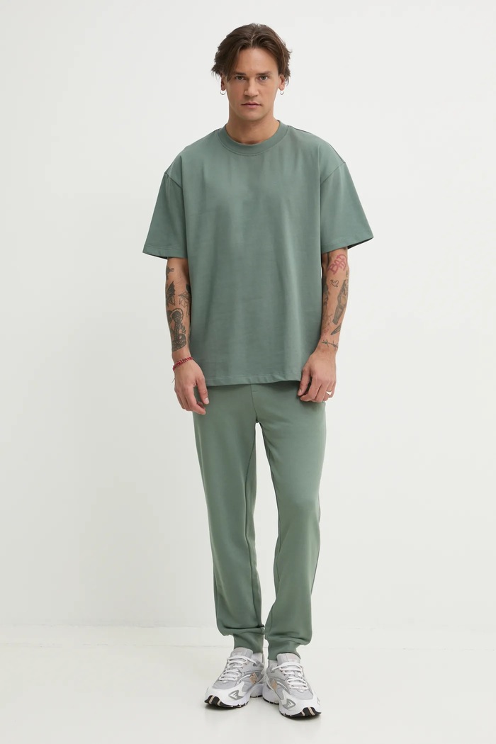 HUGO t-shirt bawełniany 50516664 zielony SS25