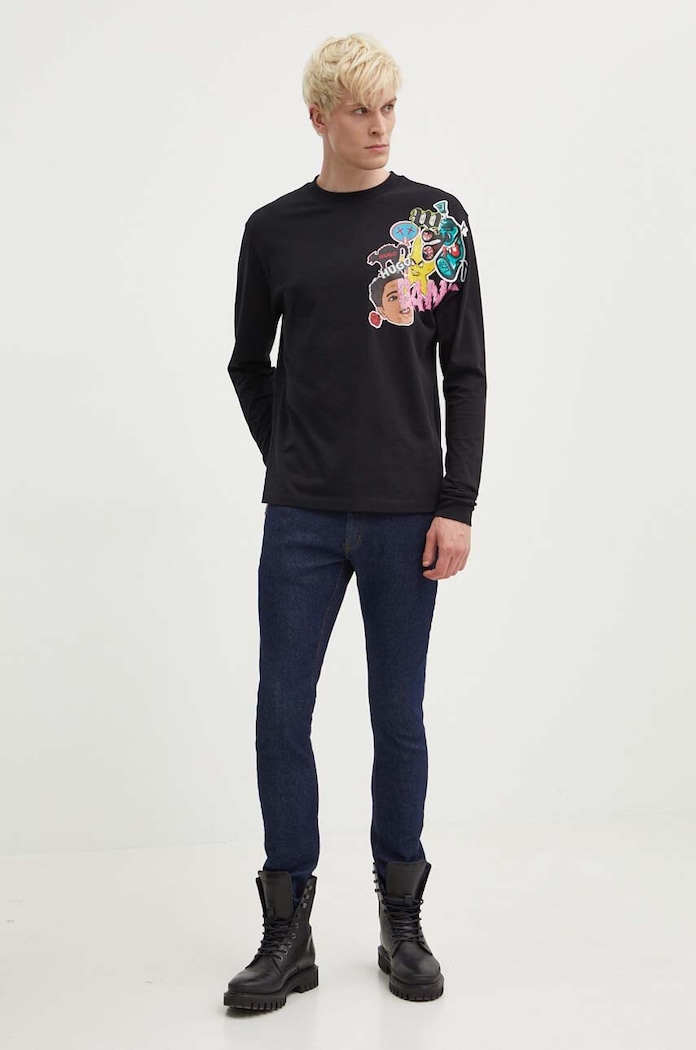 HUGO longsleeve bawełniany 50517639 czarny AW24