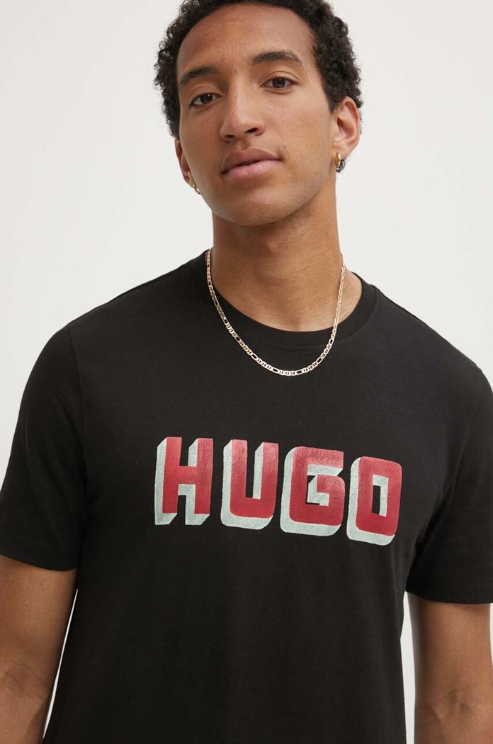 Bavlněné tričko HUGO černá 50516624