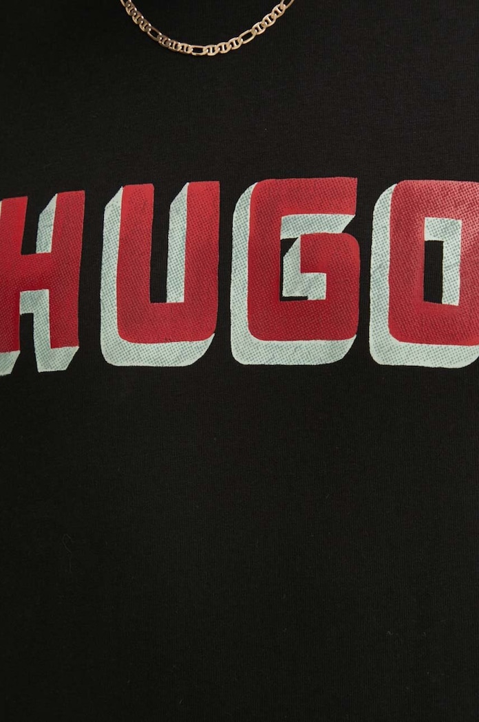 Bavlněné tričko HUGO 50516624 černá