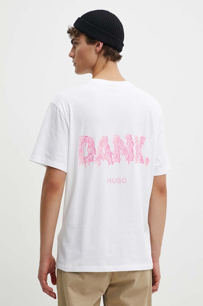 Oblečení Bavlněné tričko HUGO 50517645 bílá