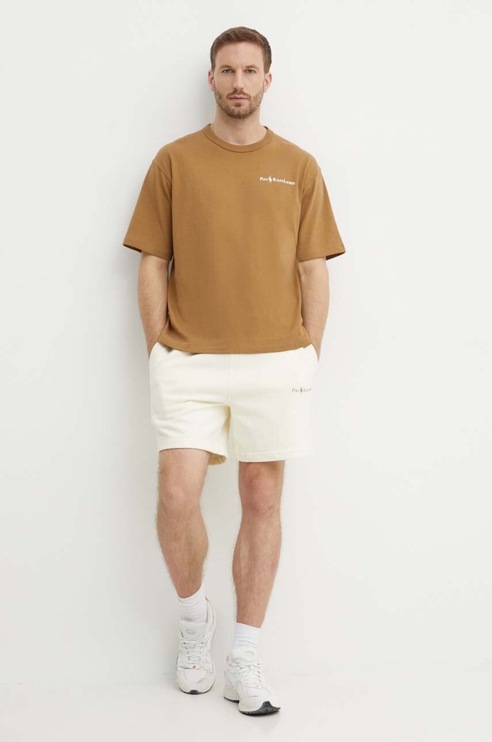 Bavlněné tričko Polo Ralph Lauren 710950133 hnědá AW24