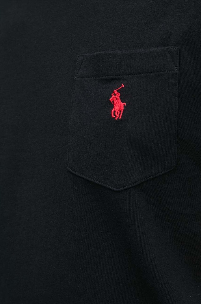 Βαμβακερό μπλουζάκι Polo Ralph Lauren 710707095 μαύρο