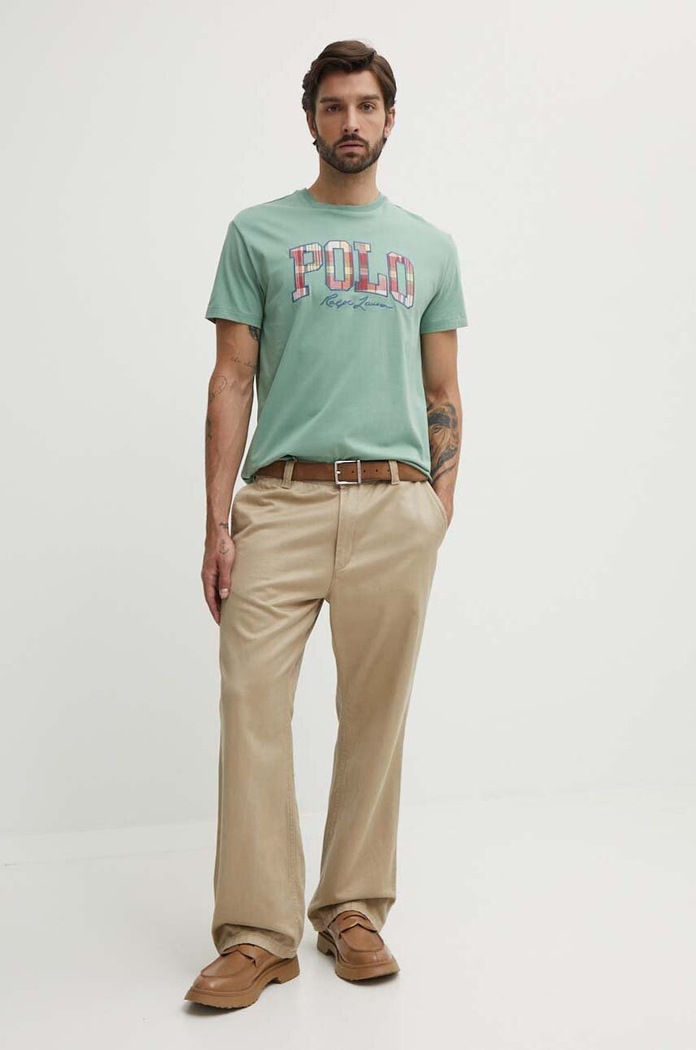 Polo Ralph Lauren t-shirt bawełniany 710941855 zielony AW24