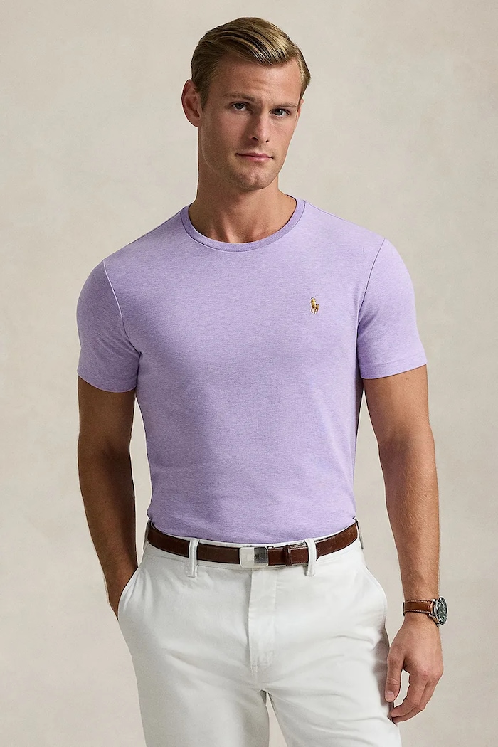 Polo Ralph Lauren T-shirt βαμβακερό Ανδρικό κανονικό μωβ 710740727
