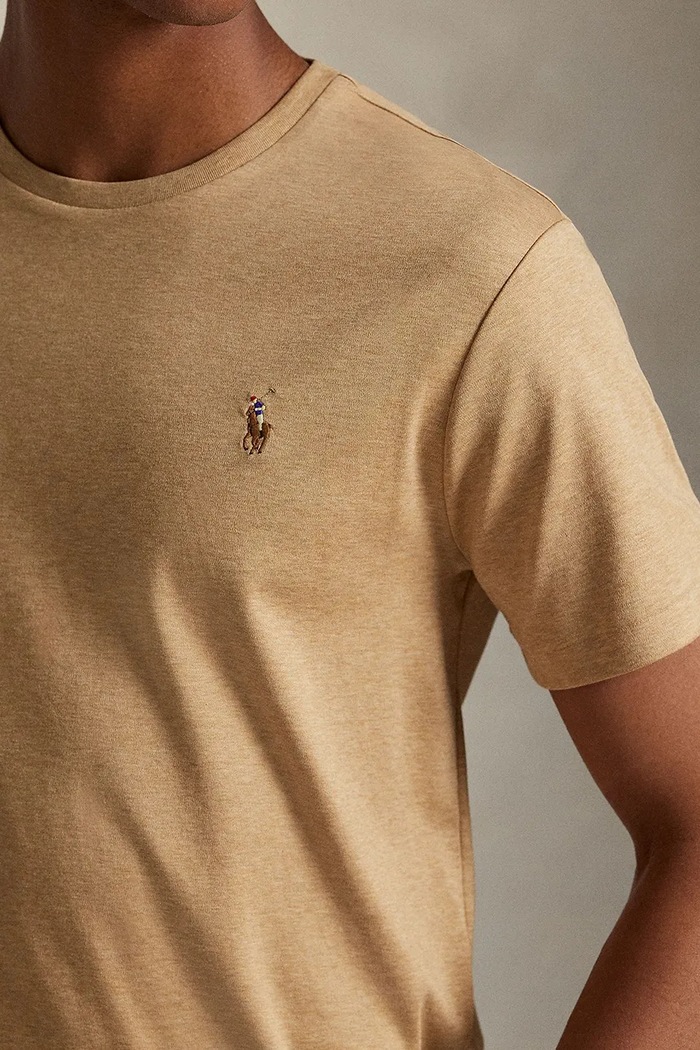 Polo Ralph Lauren t-shirt βαμβακερό ανδρικό μπεζ 710740727