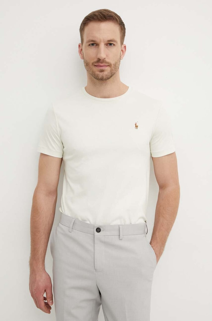Polo Ralph Lauren T-shirt βαμβακερό ανδρικό μπεζ 710740727