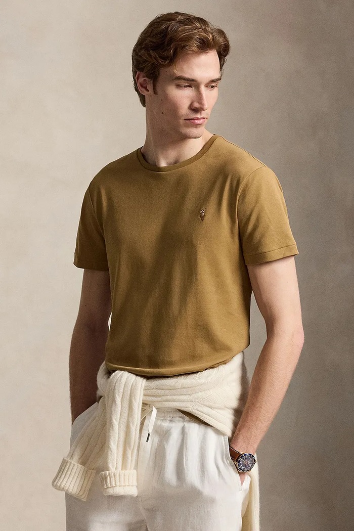 Polo Ralph Lauren T-shirt męski bawełniany brązowy 710740727