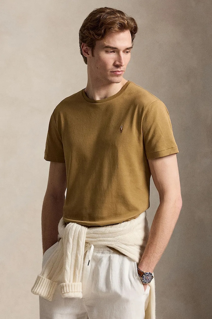 Polo Ralph Lauren T-shirt męski bawełniany brązowy 710740727