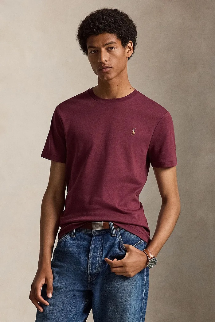 Polo Ralph Lauren T-shirt męski bawełniany bordowy 710740727