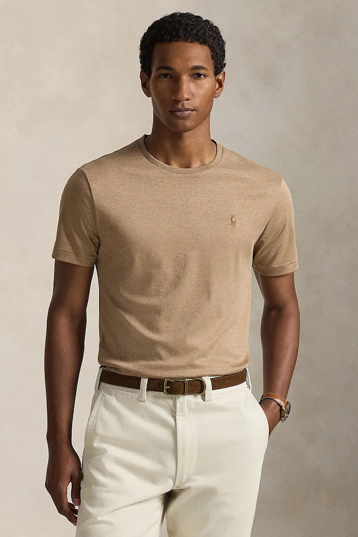 Polo Ralph Lauren t-shirt βαμβακερό ανδρικό κανονικό καφέ 710740727