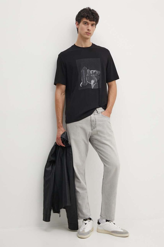 Armani Exchange t-shirt bawełniany 6DZTLD.ZJ9JZ czarny AW24