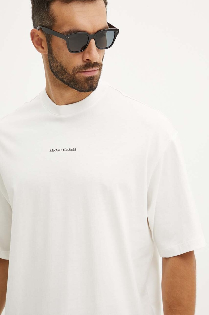 Bavlněné tričko Armani Exchange kulatý bílá 6DZTLS.ZJLFZ