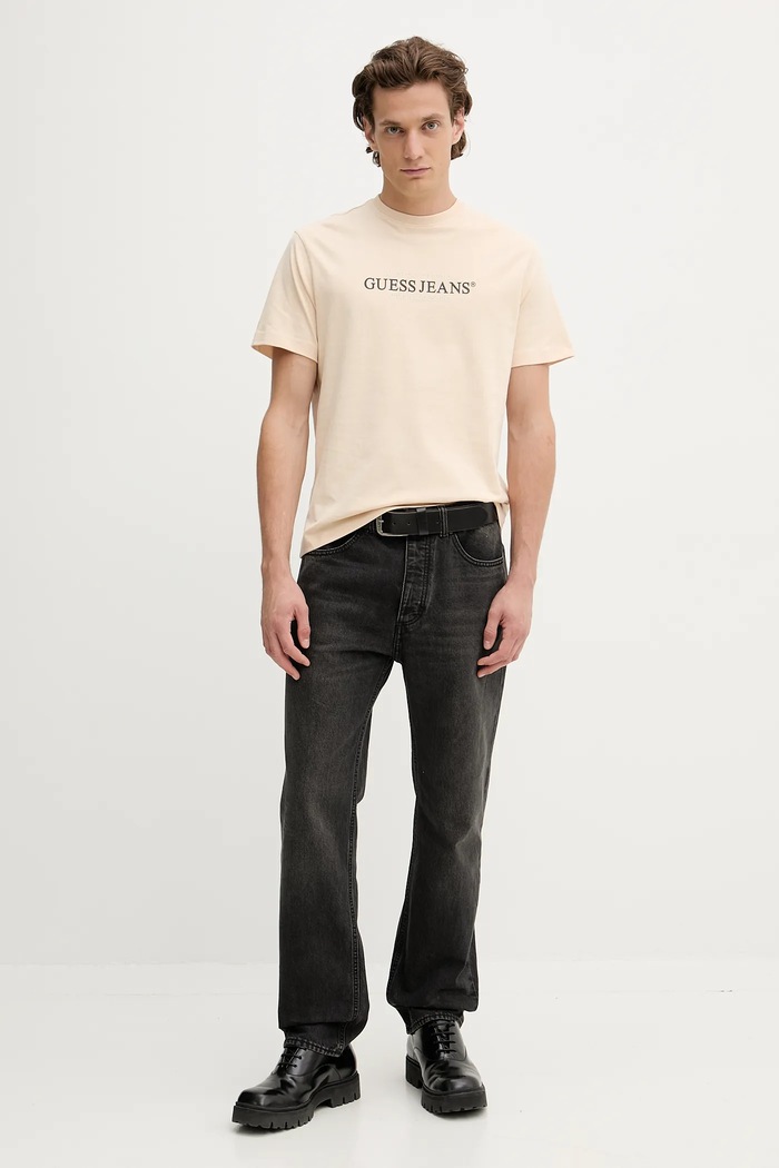 Bavlněné tričko Guess Jeans M4YI42.K8FQ4 béžová SS26