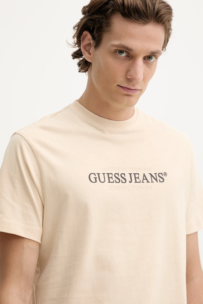 Bavlněné tričko Guess Jeans béžová M4YI42.K8FQ4