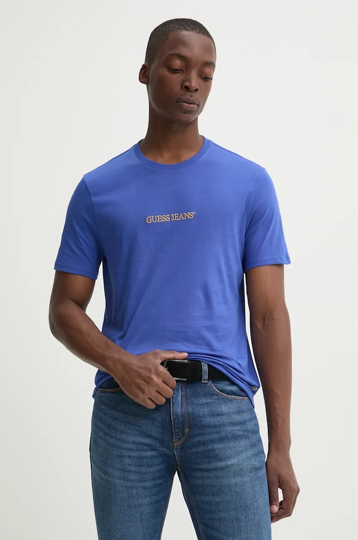 Bavlněné tričko Guess Jeans modrá M4YI52.K8HM0