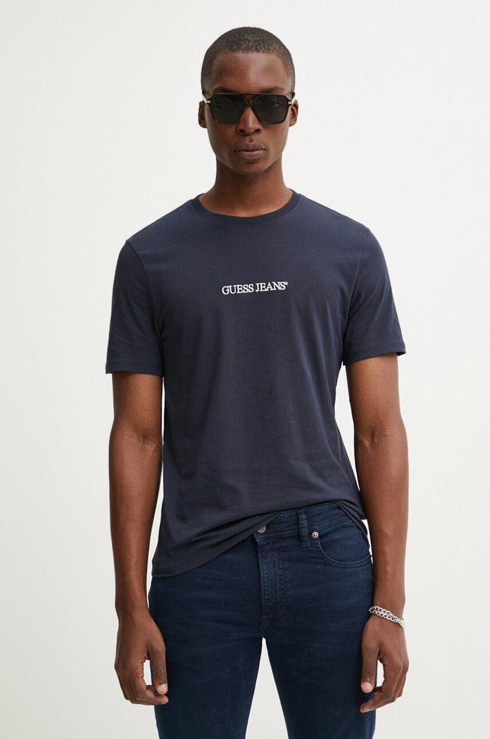 Bavlnené tričko Guess Jeans tmavomodrá M4YI52.K8HM0