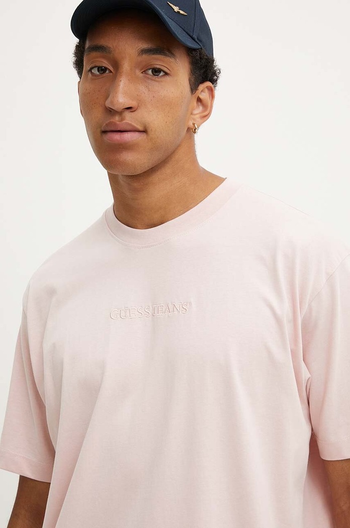 Guess Jeans T-shirt męski bawełniany różowy M4YI44.K8FQ4