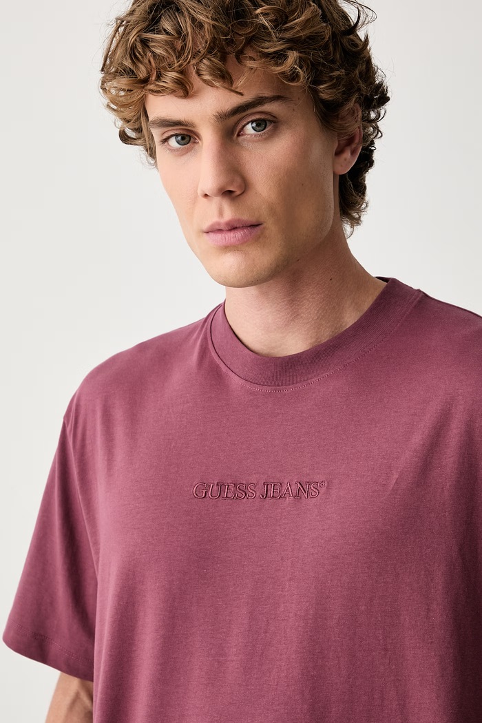 Guess Jeans T-shirt męski bawełniany różowy M4YI44.K8FQ4