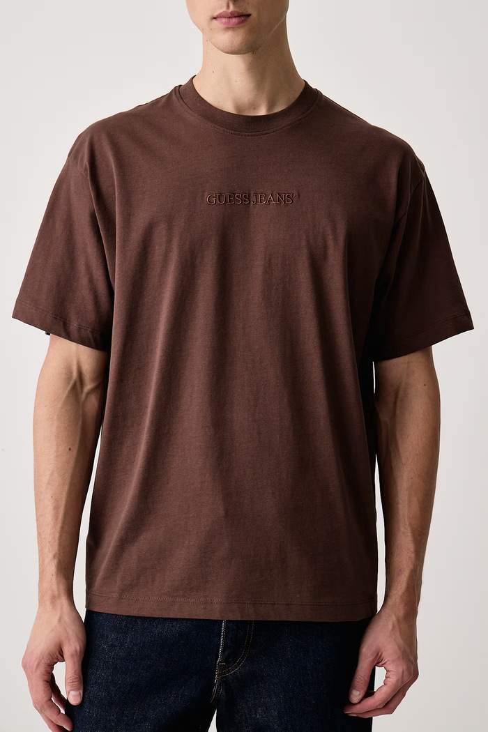 T-shirt męski bawełniany Guess Jeans M4YI44.K8FQ4 brązowy