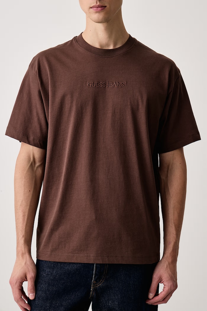 T-shirt męski bawełniany Guess Jeans M4YI44.K8FQ4 brązowy