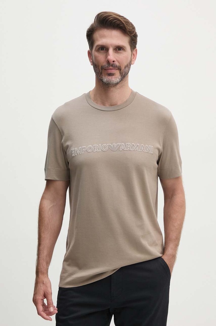 Emporio Armani t-shirt bawełniany regular brązowy 6D1T98.1JOCZ