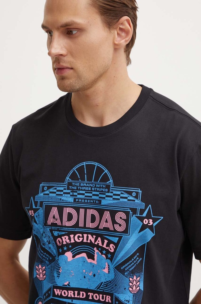 Βαμβακερό μπλουζάκι adidas Originals Street 4 μαύρο IZ2585