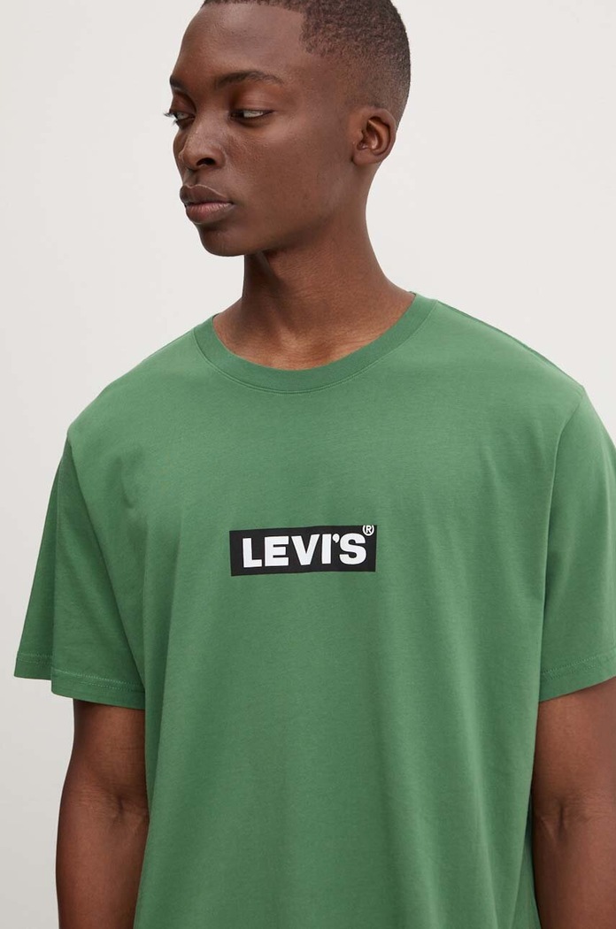 Bavlněné tričko Levi's zelená A2082