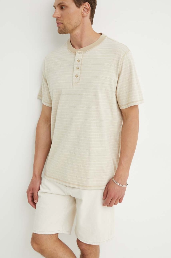 Bombažen polo Levi's Okrogel bež A7198