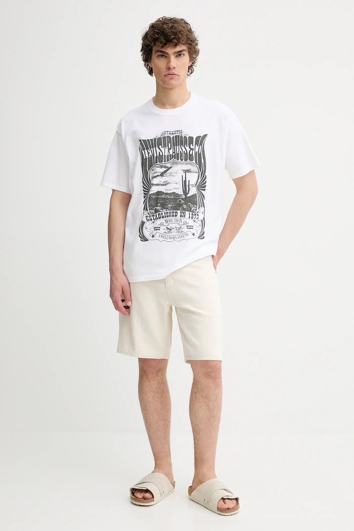 Levi's tricou pentru bărbați din bumbac VINTAGE FIT GRAPHIC 87373 alb SS26