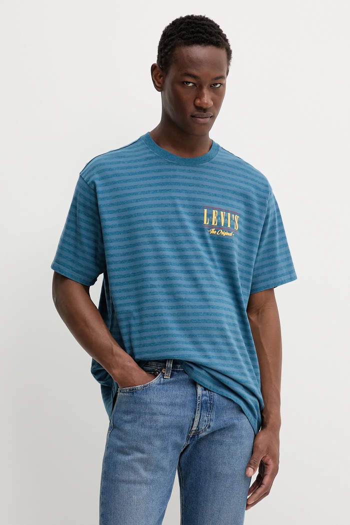 Levi's tricou pentru bărbați din bumbac VINTAGE FIT GRAPHIC turcoaz 87373