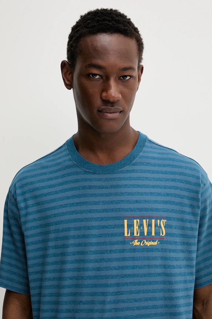 Levi's tricou pentru bărbați din bumbac VINTAGE FIT GRAPHIC turcoaz 87373