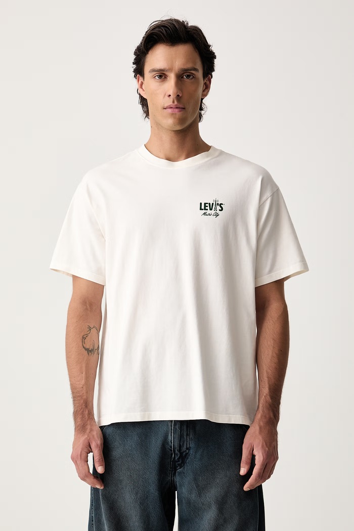 Odzież Levi's T-shirt męski bawełniany VINTAGE FIT GRAPHIC 87373 beżowy