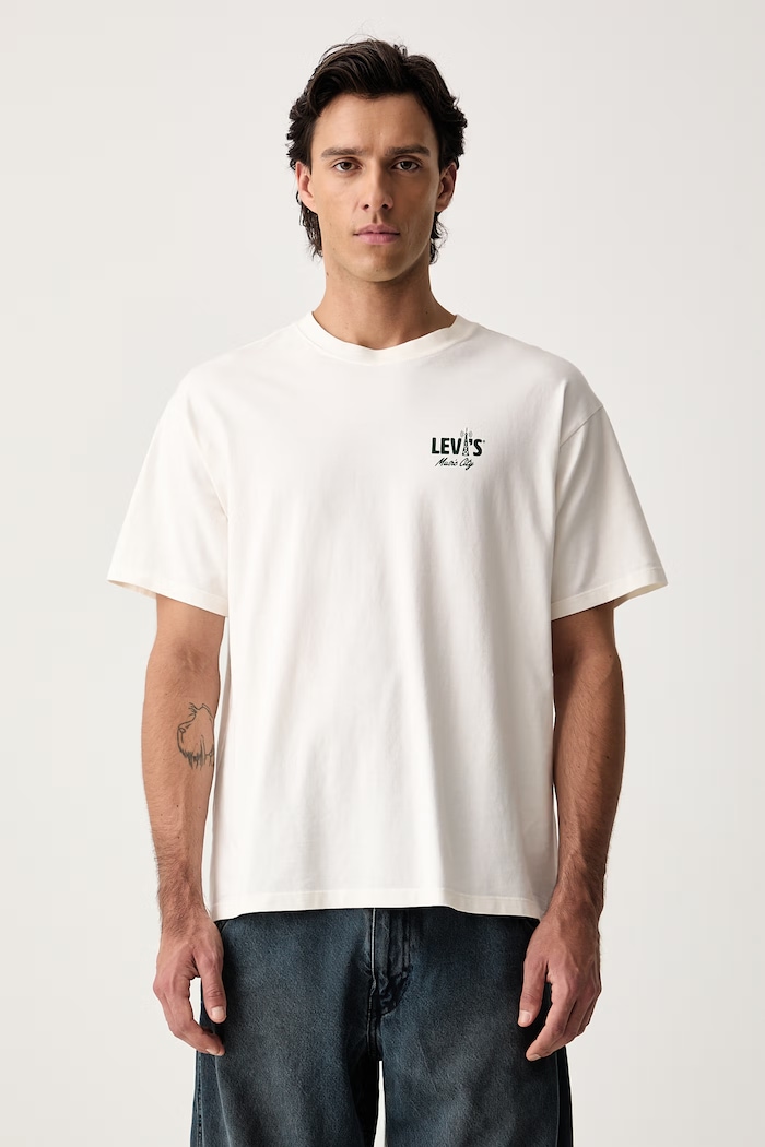 Odzież Levi's T-shirt męski bawełniany VINTAGE FIT GRAPHIC 87373 beżowy