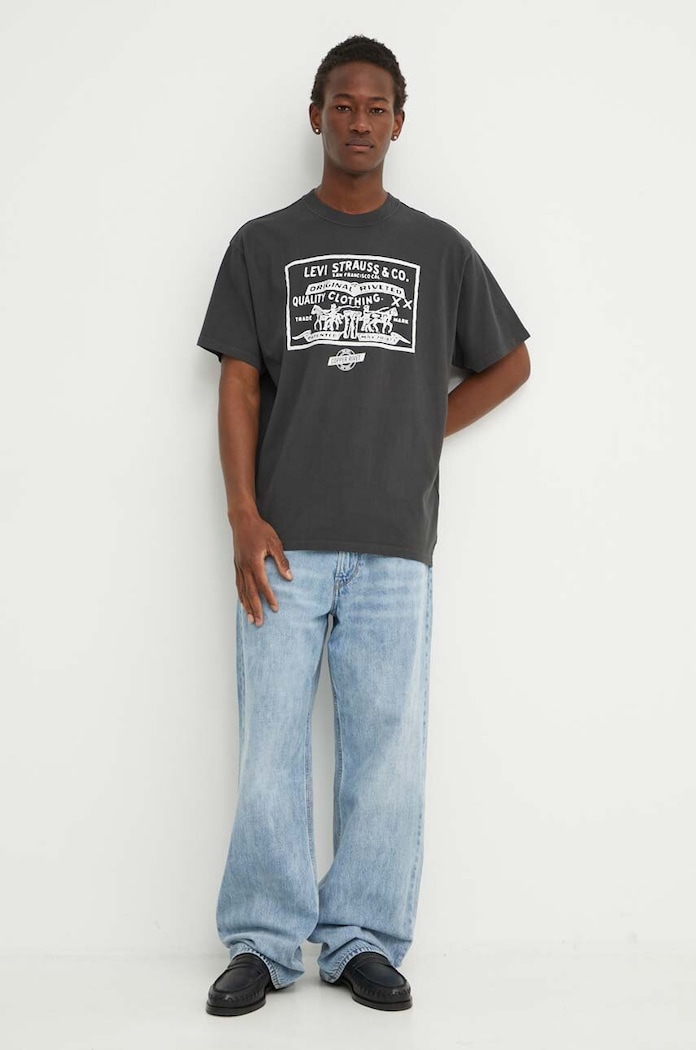 Levi's T-shirt męski bawełniany VINTAGE FIT GRAPHIC 87373 szary SS26