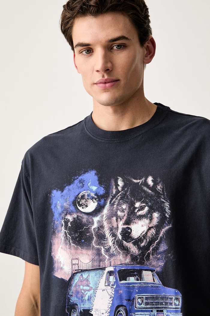 Levi's T-shirt męski bawełniany VINTAGE FIT GRAPHIC niebieski 87373
