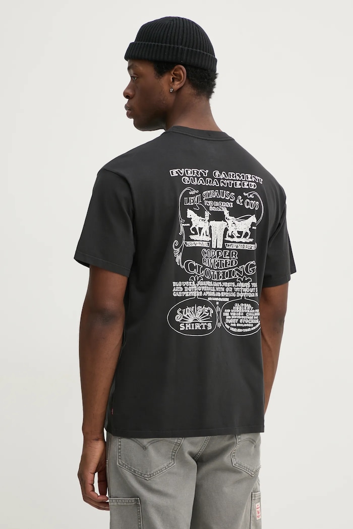 Îmbrăcăminte Levi's tricou pentru bărbați din bumbac VINTAGE FIT GRAPHIC 87373 negru