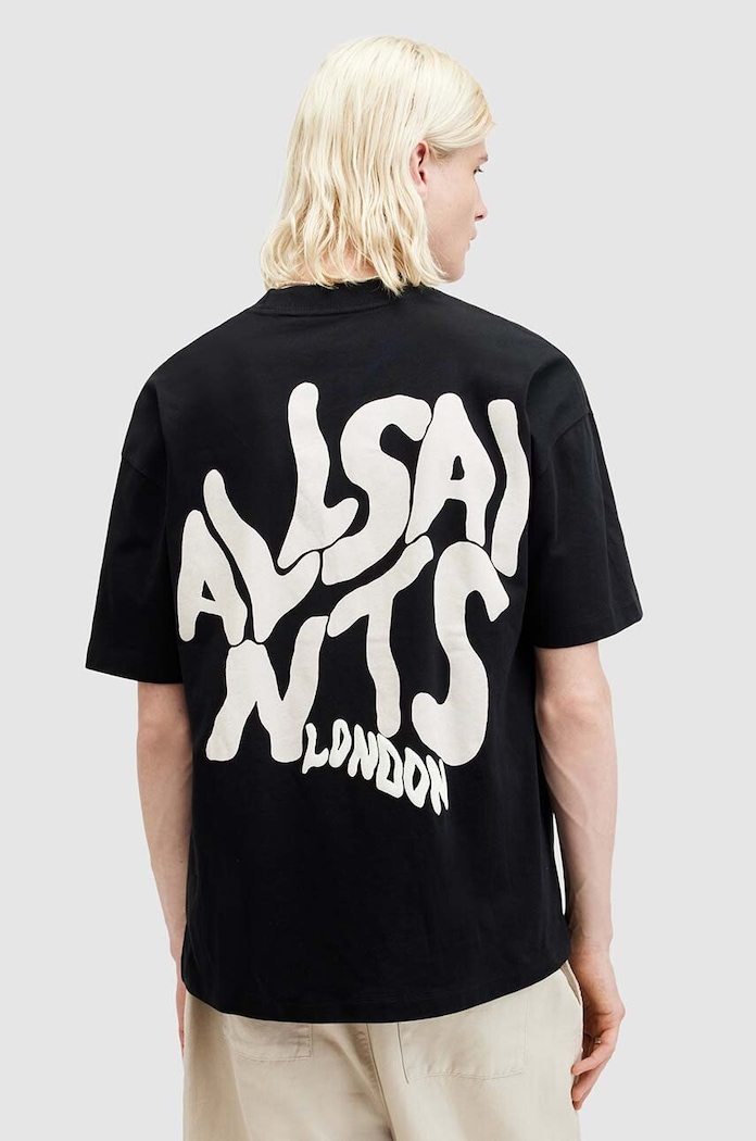 Bavlnené tričko AllSaints ORLANDO SS čierna M022PA