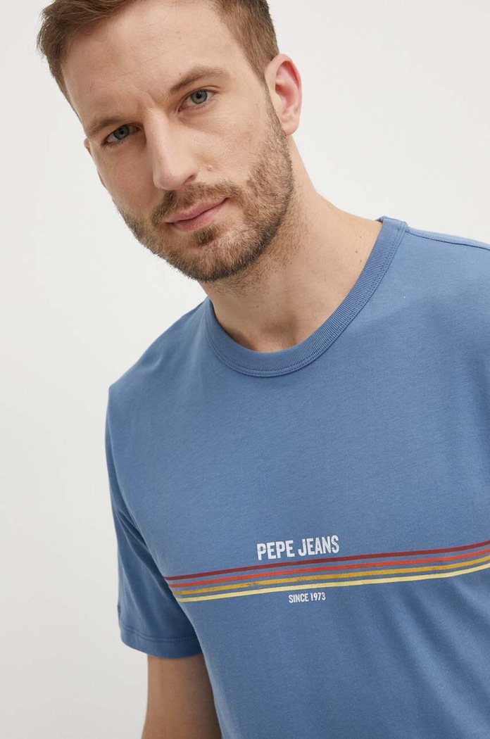 Pamučna majica Pepe Jeans ADUR Planet friendly plava PM509427