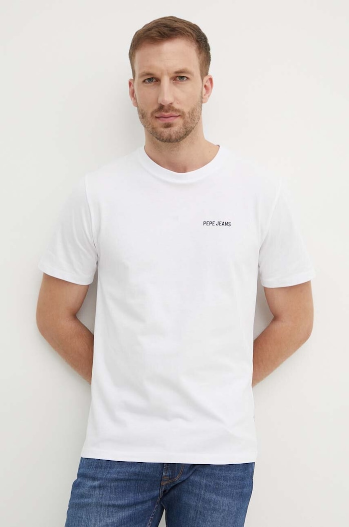 Oblečenie Bavlnené tričko Pepe Jeans ARMIND PM509642 biela