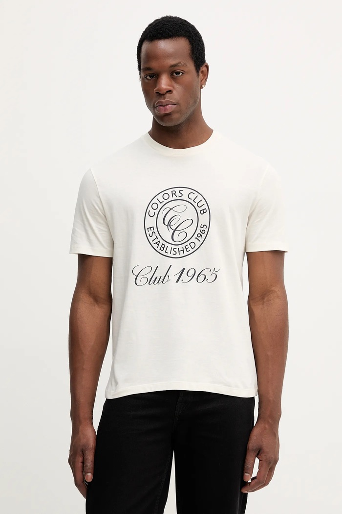United Colors of Benetton t-shirt bawełniany beżowy 3I1XU1096