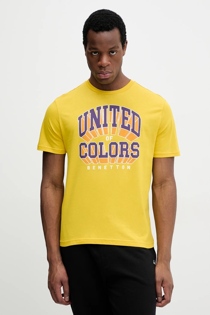 Bavlnené tričko United Colors of Benetton žltá 3I1XU1096