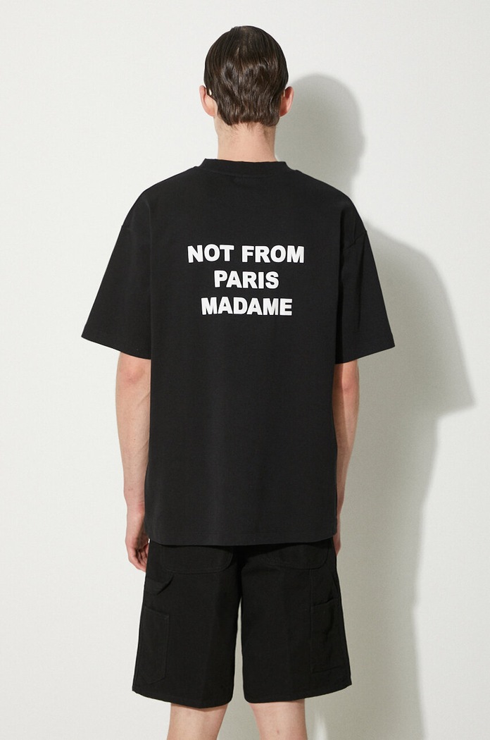 Бавовняна футболка Drôle de Monsieur Le T-Shirt Slogan надрук чорний PERM.TS203.CO002.BL
