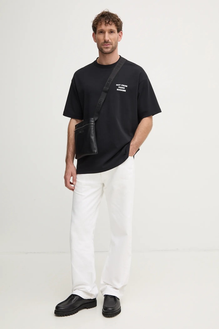 Drôle de Monsieur t-shirt in cotone Le T-Shirt Slogan PERM.TS203.CO002.BL nero AA00