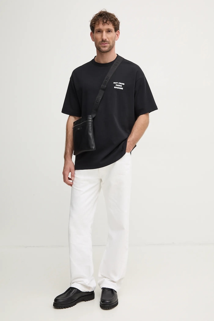 Drôle de Monsieur t-shirt in cotone Le T-Shirt Slogan PERM.TS203.CO002.BL nero AA00