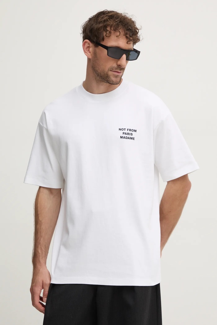 Odzież Drôle de Monsieur t-shirt bawełniany Le T-Shirt Slogan PERM.TS203.CO002.OPW biały