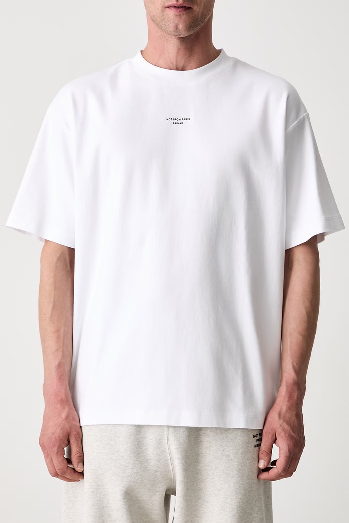 Drôle de Monsieur Le T-Shirt Slogan Classique t-shirt cotton Men's white PERM.TS202.CO002.OPW