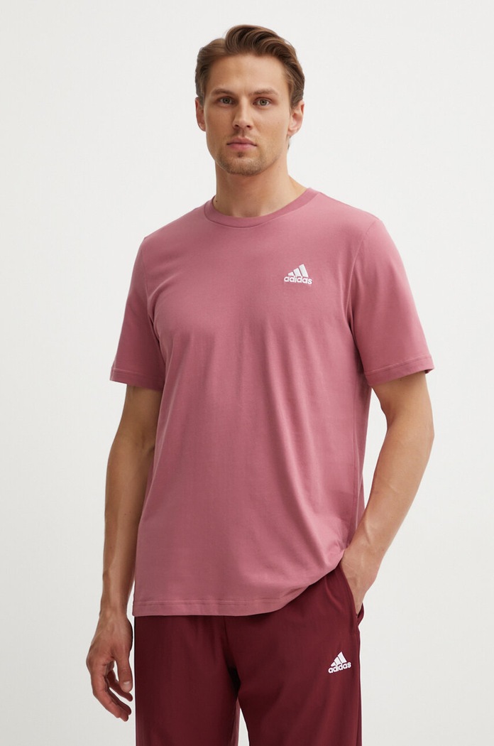 adidas t-shirt in cotone Essentials semplice rosa IX0120