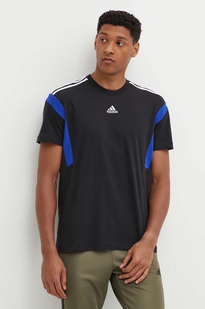 adidas t-shirt bawełniany aplikacja czarny JJ1532