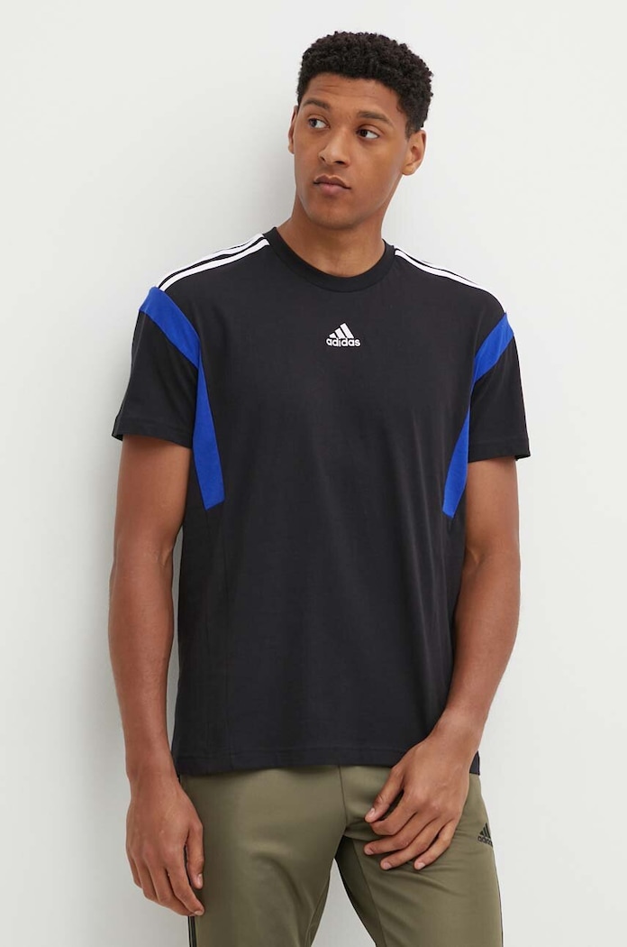 adidas t-shirt bawełniany aplikacja czarny JJ1532
